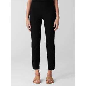 Eileen Fisher Crepe Ankle Pants Women's Sz M Black Slim Leg Elastic Waist System